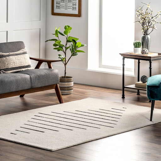 Modern Ivory Pinstriped Diamond Area Rug 160x230 cm