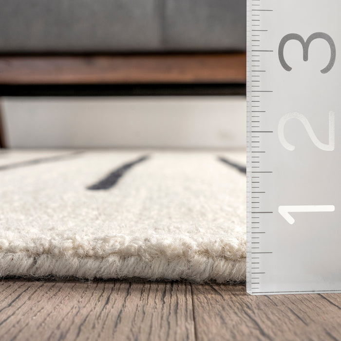 Modern Ivory Pinstriped Diamond Area Rug 160x230 cm