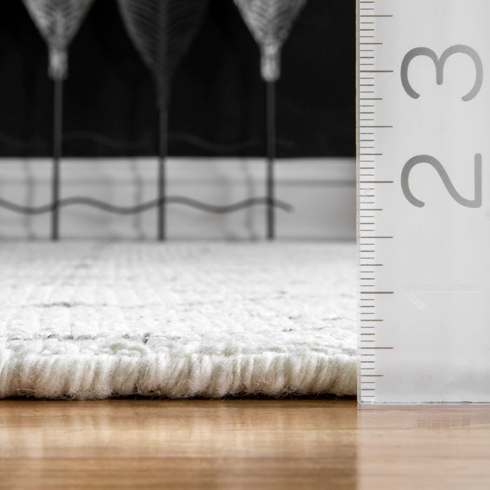 Modern Ivory Trellis Wool Rug 150x230 cm