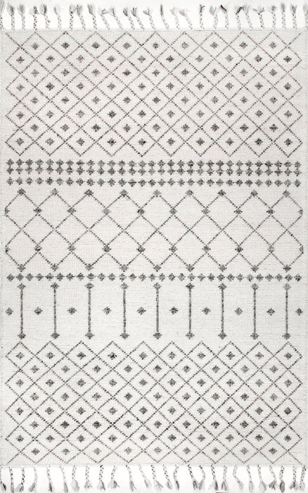 Modern Ivory Trellis Wool Rug 150x230 cm