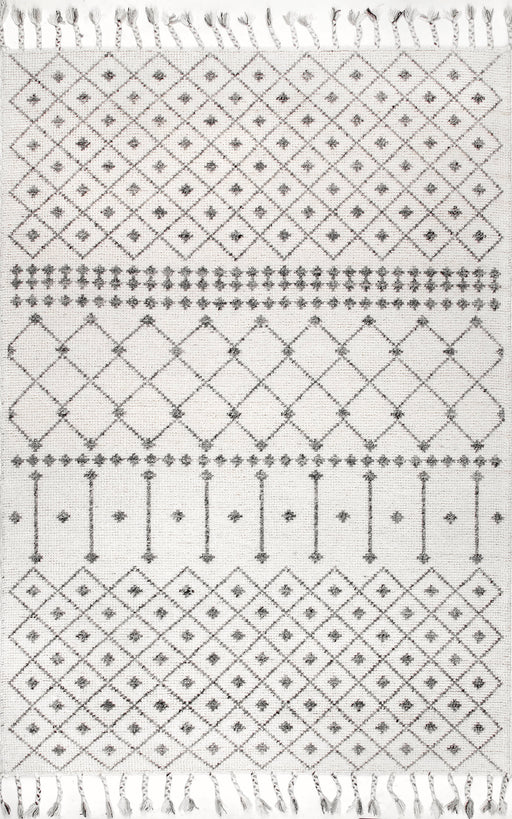 Modern Ivory Trellis Wool Rug 150x230 cm