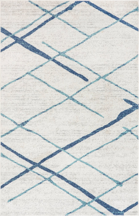 Tappeto moderno a reticolo azzurro 120x180 cm