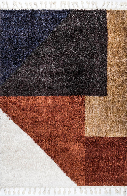 Modern Shapes Area Rug in Rust Color for Home Decor