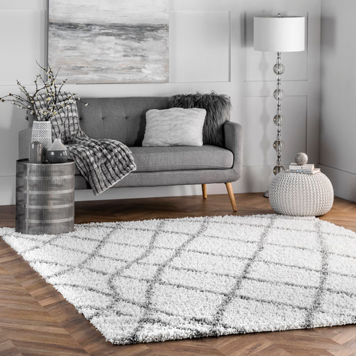 Modern White Shag Area Rug in Multiple Sizes and Patterns