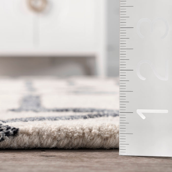 Modern Wool Trellis Area Rug 160x230 cm Silver