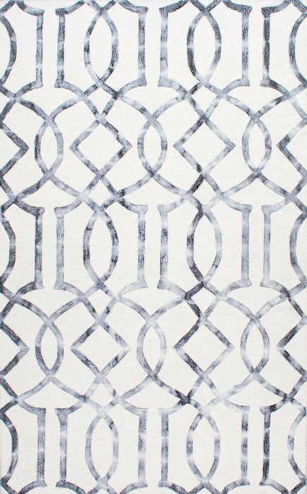 Modern Wool Trellis Area Rug 160x230 cm Silver