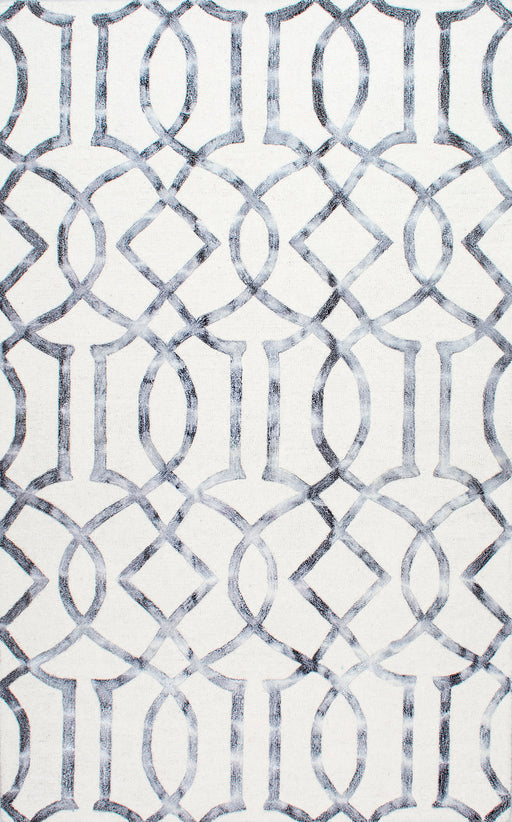 Modern Wool Trellis Area Rug 160x230 cm Silver