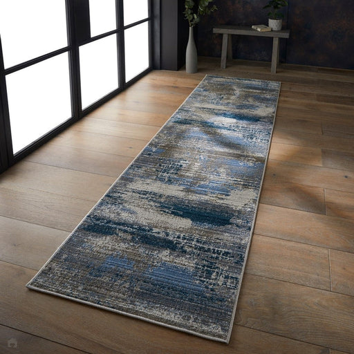 Mojave 91 B Modern Abstract Distressed Eco-Friendly Recycled Polyester Flat-Pile Multicolour Runner