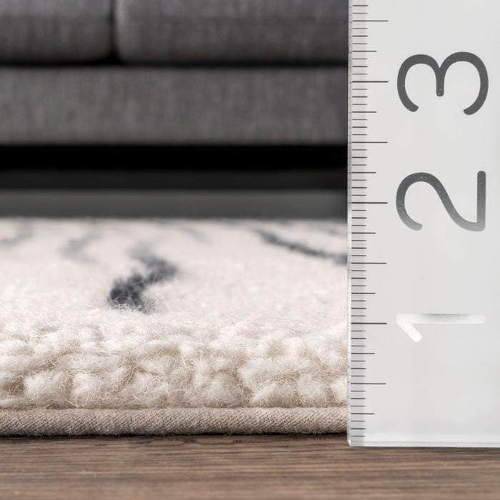 Mona Washable Wool Rug 160x230 cm Ivory Pinstriped Design