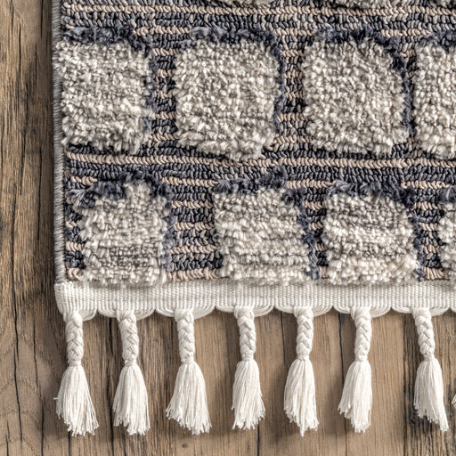 Monica Grey Mosaic Tasseled Area Rug 160x230 cm