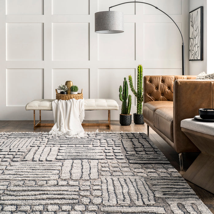 Monica Grey Mosaic Tasseled Area Rug 160x230 cm