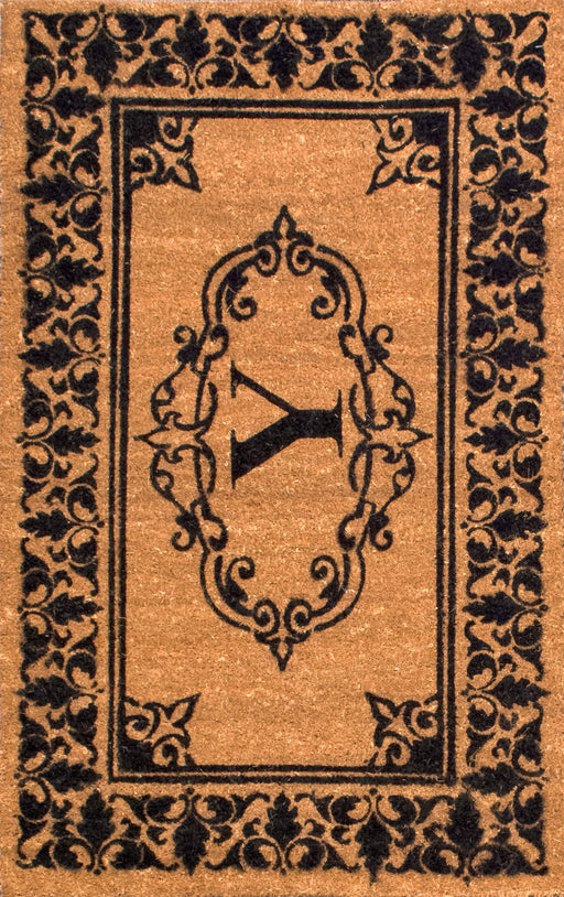 Monogrammed Coir Door Mat With Letter Y For Outdoor Use