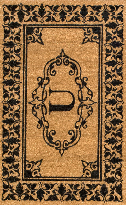 Monogrammed Coir Welcome Mat With Letter U For Outdoor Use