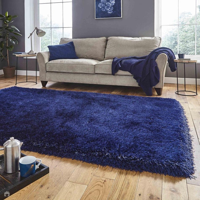 Montana Super Plush Heavyweight High-Density Luxury Hand-Woven Soft High-Pile Plain Shaggy Dark Navy Rug