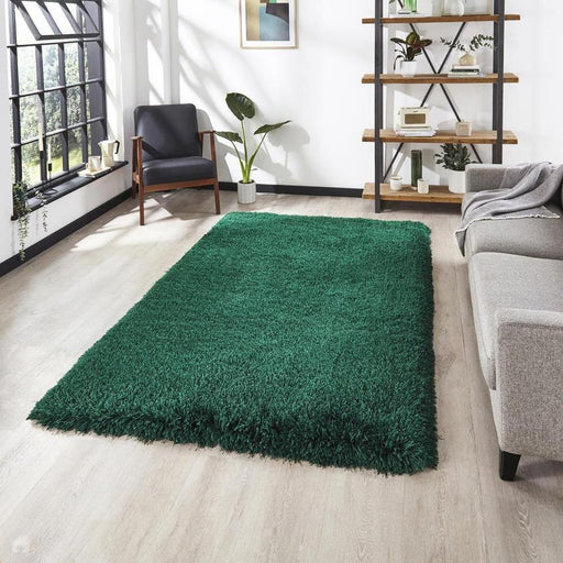 Montana Super Plush Heavyweight High-Density Luxury Hand-Woven Soft High-Pile Plain Shaggy Jewel Green Rug