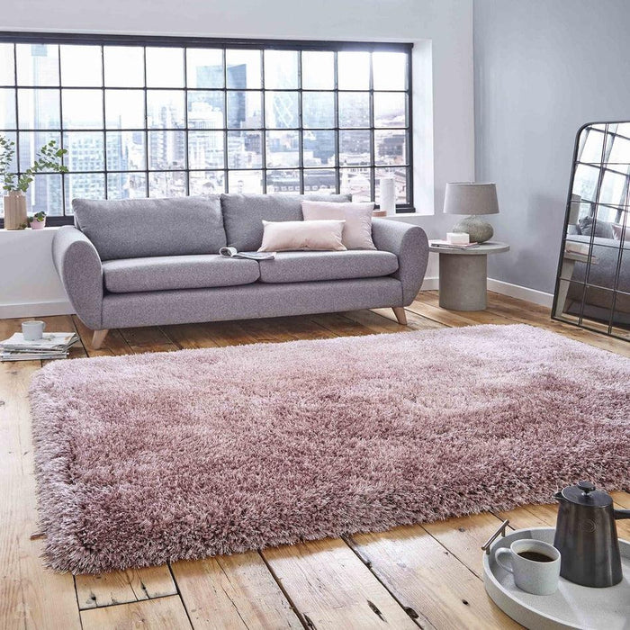 Montana Super Plush Heavyweight High-Density Luxury Hand-Woven Soft High-Pile Plain Shaggy Rose Rug