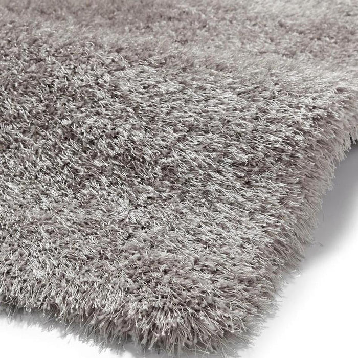 Montana Super Plush Heavyweight High-Density Luxury Hand-Woven Soft High-Pile Plain Shaggy Silver Round Rug