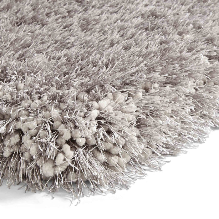 Montana Super Plush Heavyweight High-Density Luxury Hand-Woven Soft High-Pile Plain Shaggy Silver Round Rug