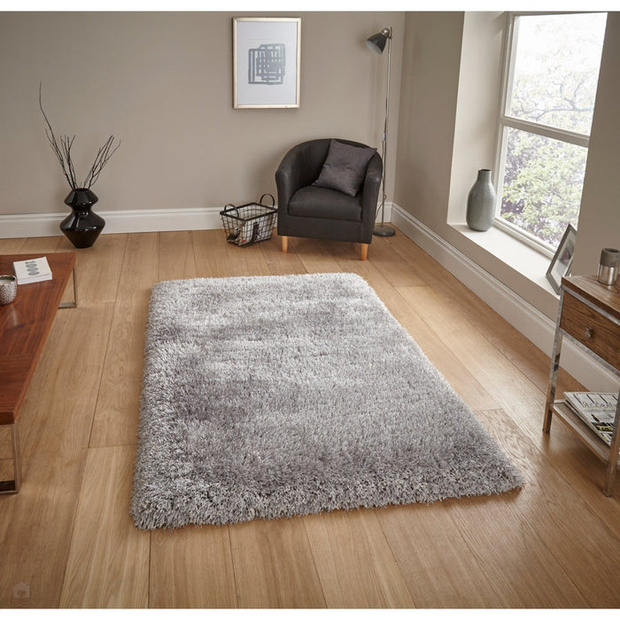 Montana Super Plush Heavyweight High-Density Luxury Hand-Woven Soft High-Pile Plain Shaggy Silver Rug