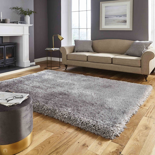 Montana Super Plush Heavyweight High-Density Luxury Hand-Woven Soft High-Pile Plain Shaggy Silver Rug