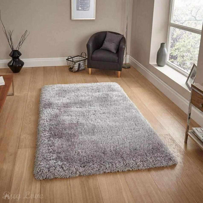 Montana Super Plush Heavyweight High-Density Luxury Hand-Woven Soft High-Pile Plain Shaggy Silver Rug