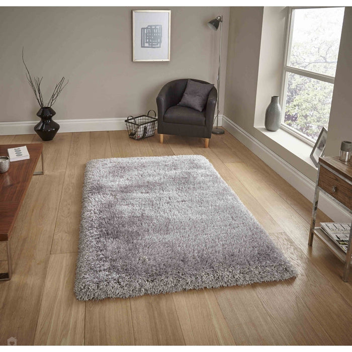 Montana Super Plush Heavyweight High-Density Luxury Hand-Woven Soft High-Pile Plain Shaggy Silver Rug