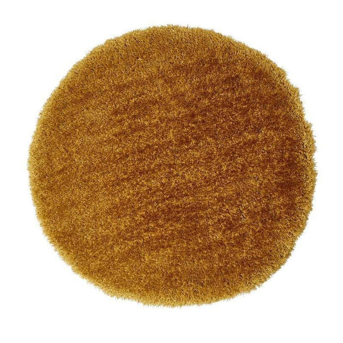 Montana Super Plush Heavyweight High-Density Luxury Hand-Woven Soft High-Pile Plain Shaggy Yellow Round Rug