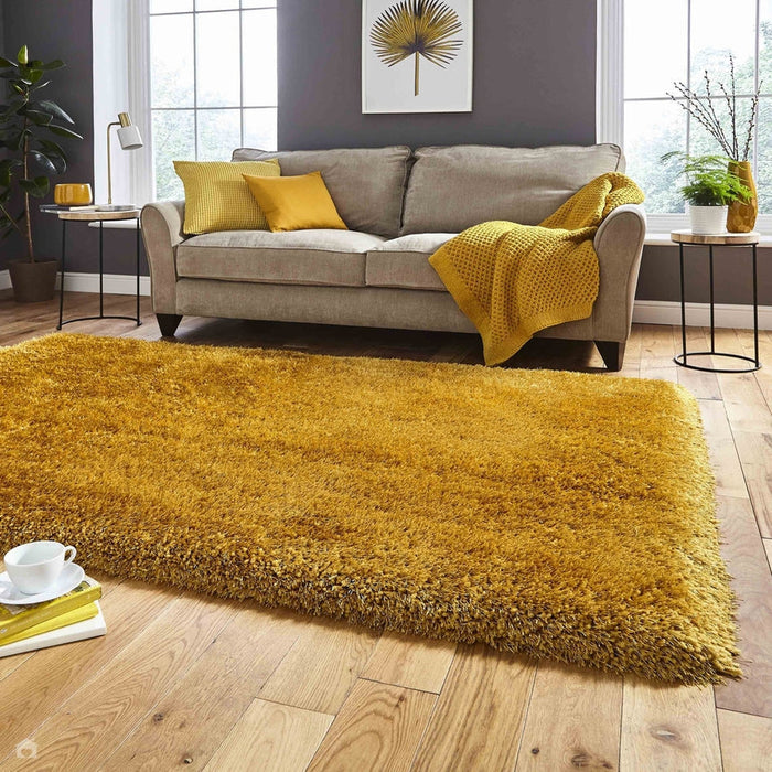 Montana Super Plush Heavyweight High-Density Luxury Hand-Woven Soft High-Pile Plain Shaggy Yellow Rug