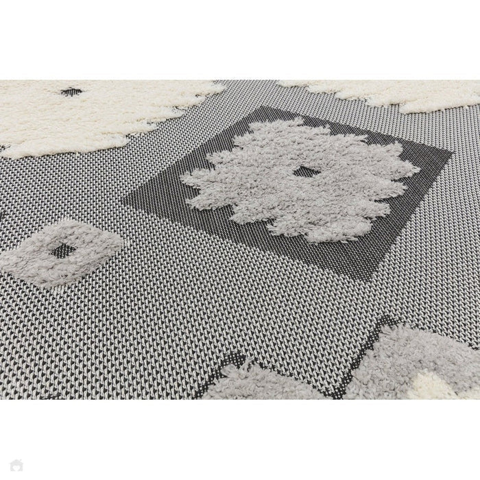 Monty MN01 Tribal Modern Geometric Durable Stain-Resistant Weatherproof Flatweave In-Outdoor Black/Cream Rug