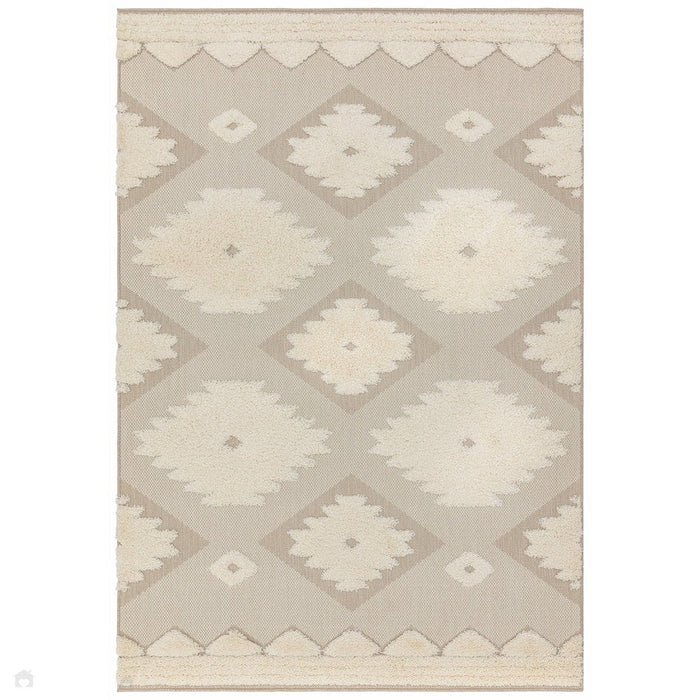 Monty MN02 Tribal Modern Geometric Durable Stain-Resistant Weatherproof Flatweave In-Outdoor Natural/Cream Rug