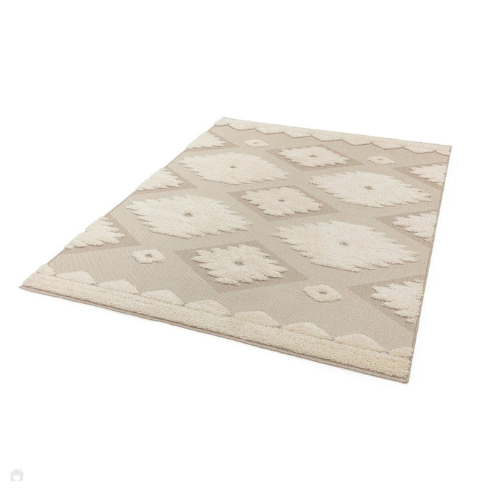 Monty MN02 Tribal Modern Geometric Durable Stain-Resistant Weatherproof Flatweave In-Outdoor Natural/Cream Rug