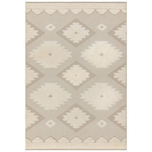 Monty MN02 Tribal Modern Geometric Durable Stain-Resistant Weatherproof Flatweave In-Outdoor Natural/Cream Rug