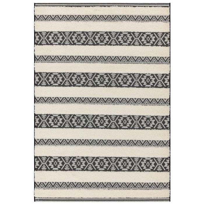 Monty MN04 Stripe Modern Durable Stain-Resistant Weatherproof Flatweave In-Outdoor Natural/Cream Rug