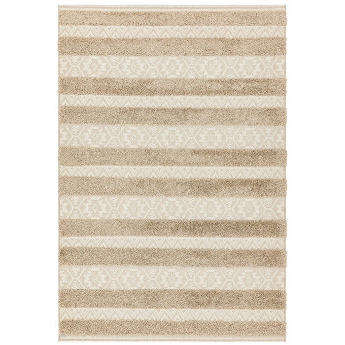 Monty MN04 Stripe Modern Durable Stain-Resistant Weatherproof Flatweave In-Outdoor Natural/Cream Rug