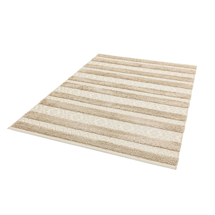 Monty MN04 Stripe Modern Durable Stain-Resistant Weatherproof Flatweave In-Outdoor Natural/Cream Rug