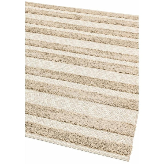 Monty MN04 Stripe Modern Durable Stain-Resistant Weatherproof Flatweave In-Outdoor Natural/Cream Rug