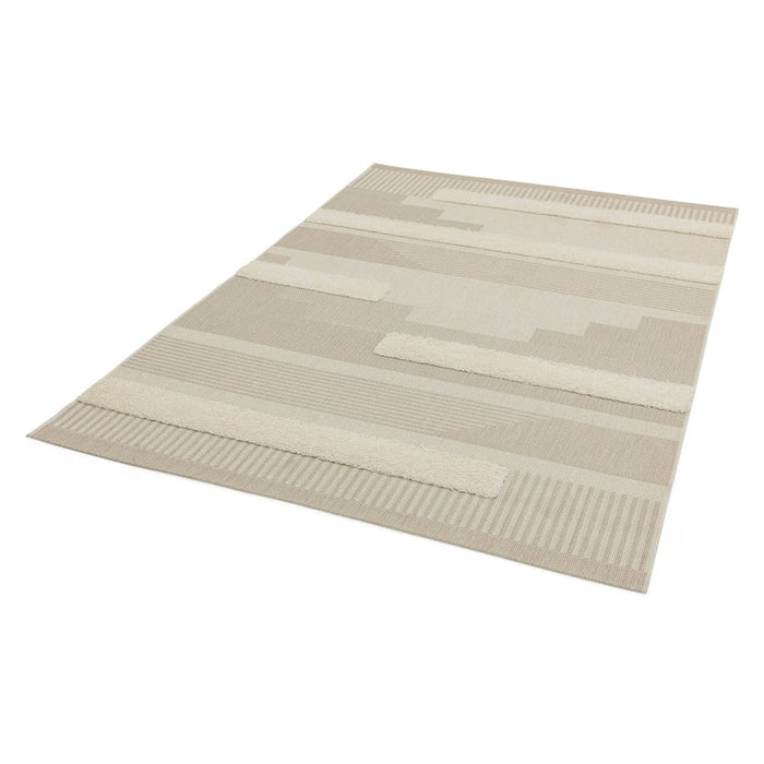 Monty MN06 Geometric Modern Durable Stain-Resistant Weatherproof Flatweave In-Outdoor Natural/Cream Rug