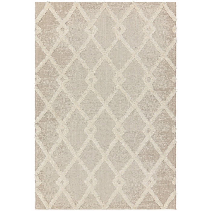 Monty MN07 Diamond Modern Durable Stain-Resistant Weatherproof Flatweave In-Outdoor Beige/Cream Rug