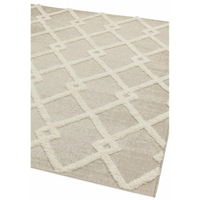 Monty MN07 Diamond Modern Durable Stain-Resistant Weatherproof Flatweave In-Outdoor Beige/Cream Rug