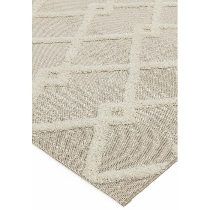 Monty MN07 Diamond Modern Durable Stain-Resistant Weatherproof Flatweave In-Outdoor Beige/Cream Rug