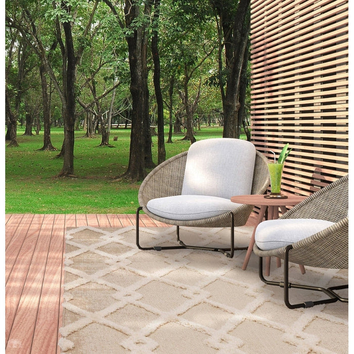 Monty MN07 Diamond Modern Durable Stain-Resistant Weatherproof Flatweave In-Outdoor Beige/Cream Rug