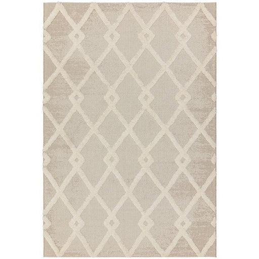 Monty MN07 Diamond Modern Durable Stain-Resistant Weatherproof Flatweave In-Outdoor Beige/Cream Rug