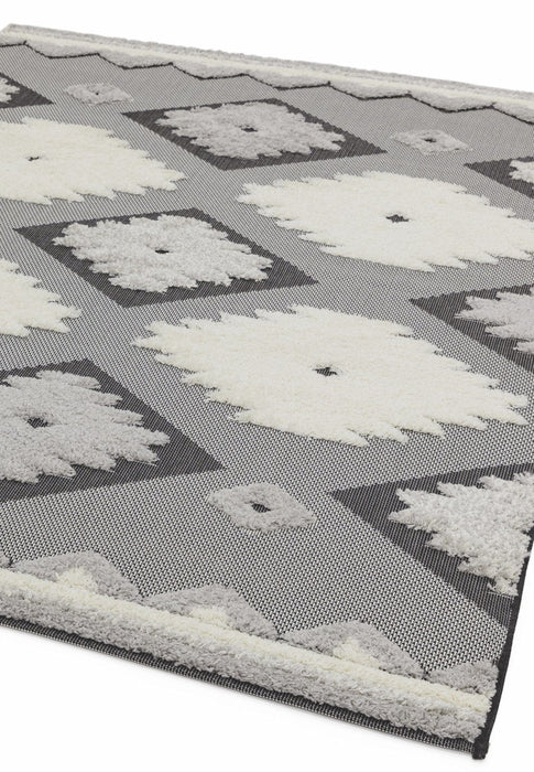 Monty Mn01 Black Cream Tribal Rug