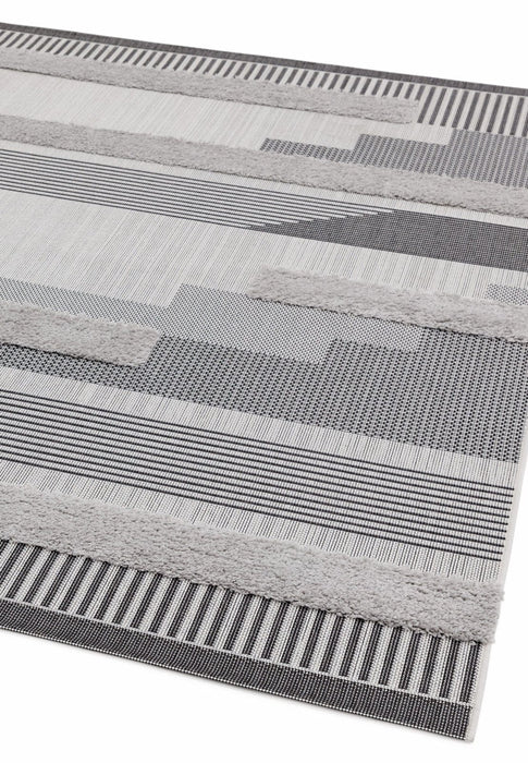 Monty Mn05 Black Grey Geometric Rug