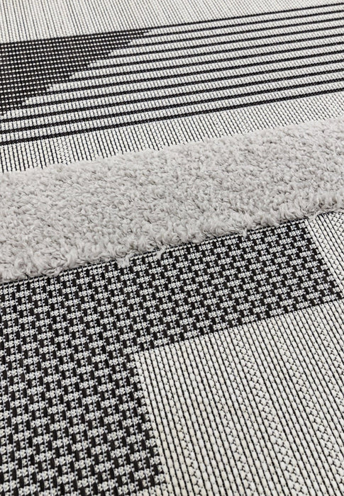 Monty Mn05 Black Grey Geometric Rug