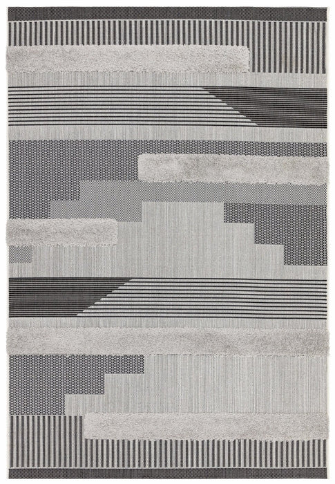 Monty Mn05 Black Grey Geometric Rug