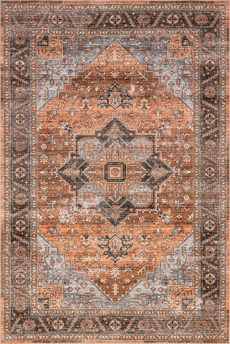 Moody Medallion wasbaar vloerkleed Sienna bruin 150x240 cm