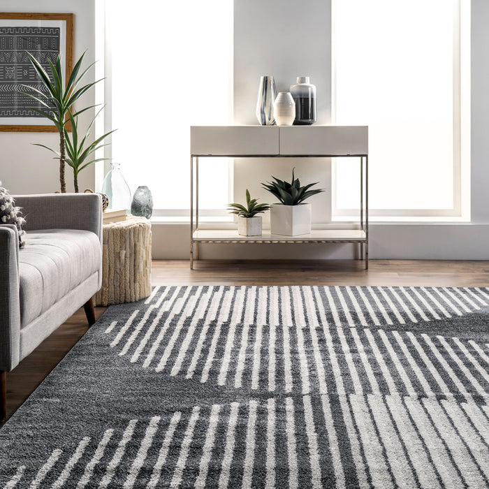 Moon Patterned Area Rug 160x230 cm Grey