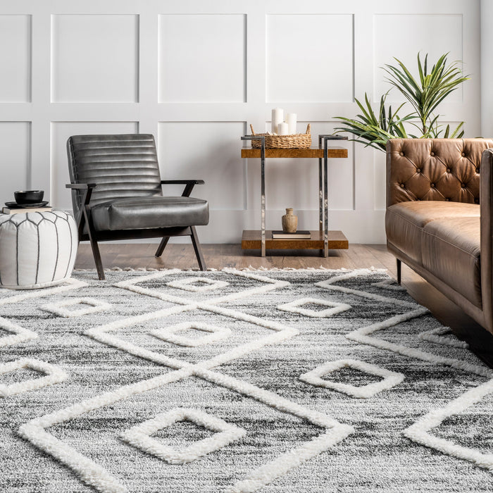 Morgan Diamond Trellis Area Rug 160x230 cm Dark Grey