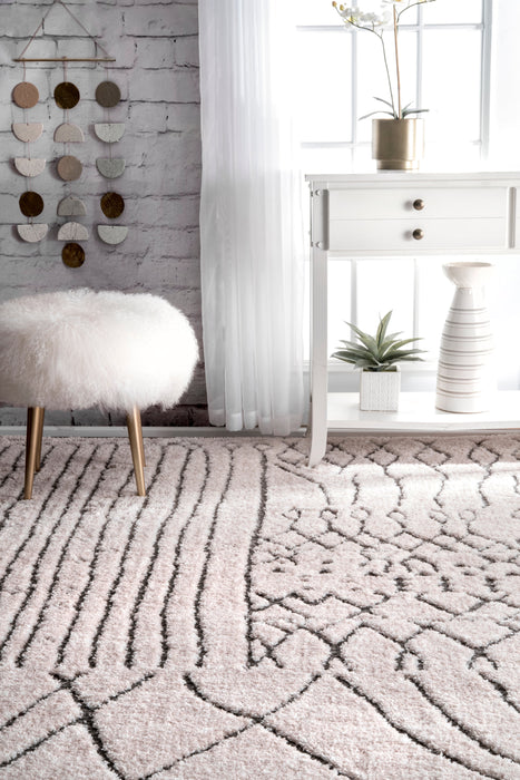 Moroccan Area Rug Light Beige for Living Room Décor